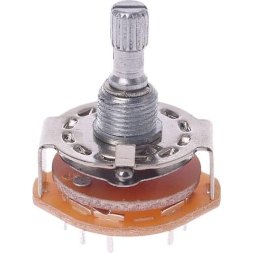 1Pc RS25 Shaft Panel Mount 2P5T Rotary Switch Selector Band 2 Pole 5 Position New