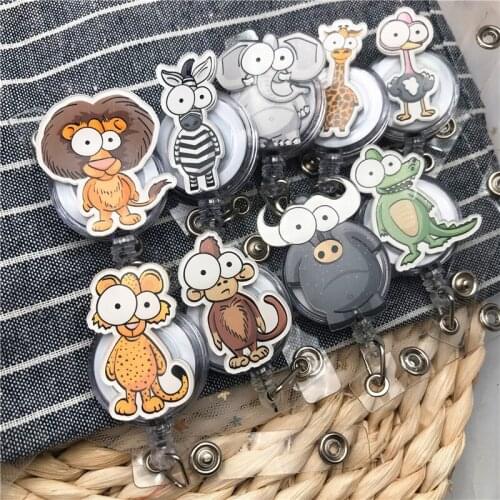1Pcs Cute Forest animal Retractable Badge Reel Monkey zebra Cartoon modeling Enfermera Name Hospital Nurse Office Chest Card