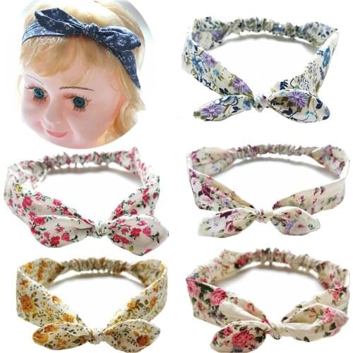 2pcs/lot Infant Organic Cotton Headband Floral Printing Elastic Headwrap Hair Accessories for Kids Baby Girls Hairband