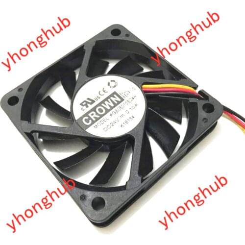 CROWN AGE06010B24H DC 24V 0.1A 60x60x10mm 3-Wire Server Cooling Fan
