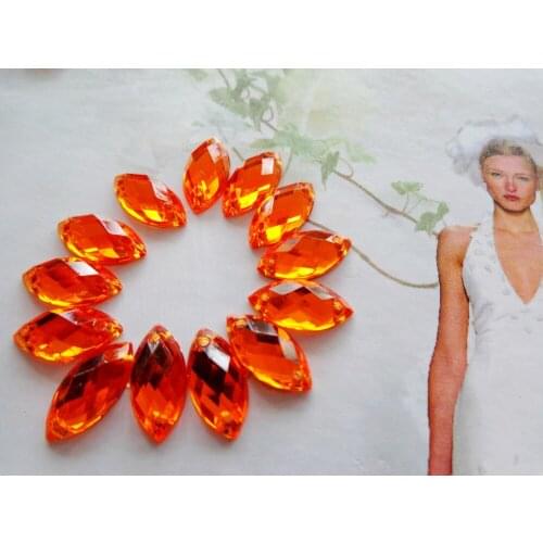 300pcs 6*12mm Navette shape flatback Sew on stone orange colour gem acryl crystal strass diamond