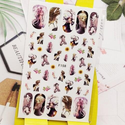 3D Stickers for Nails Flower Girl Cat Cute Designs Nail Art Decorations Foil Decals Wraps Manicure Accessories Decoraciones