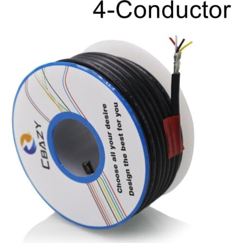 4C-Black-8M-UL 2547 28 AWG Multi-core control cable copper wire shielded audio cable headphone cable signal line