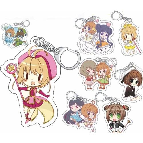 Anime Cardcaptor Card Captor KINOMOTO SAKURA Clow Card Acrylic Pendant Keychain Keyring Figure Toy Gifts Cosplay