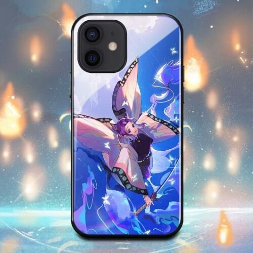 Demon Slayer Kochou Shinobu Phone Case For Iphone X XR XS Max 6 6s 7 8 Plus 11 11Pro 12Mini 12Pro Tempered glass shell Cover