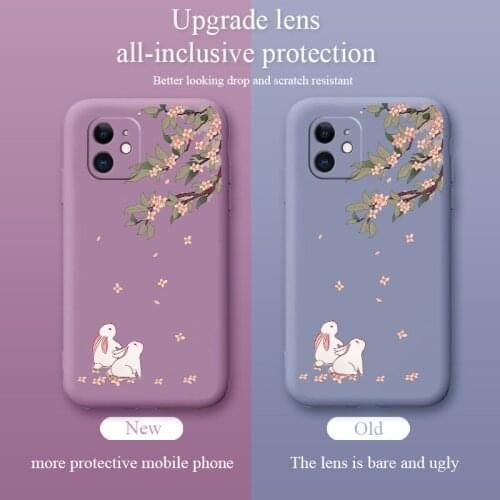 Rabbit Under The Flower Phone Case For iPhone 12 Pro Max 11 X XS XR XSMAX SE2020 8 8Plus 7 7Plus 6 6S Plus Silicone Cover