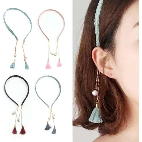 New Childrens flower headband Girls Hair Accessories Pearl Tassel Headband Princess pink headband girl Sweet gift