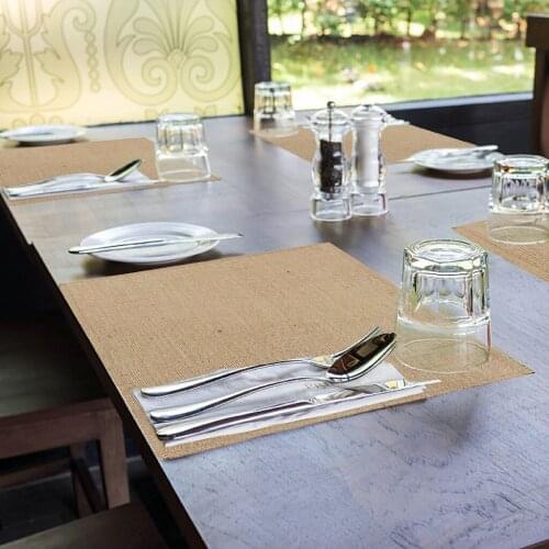 1pcs Dining Jute Place Mat Kitchen Table Mats 10*10cm/30*40cm Jute Burlap Linen Table Napkin for Coffee Tea Pads Home Decor