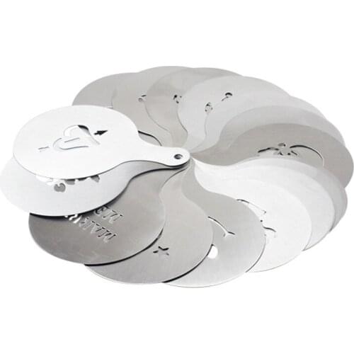 Stainless Steel Coffee Latte Mold Fancy Pattern Stencil Pull Flower Gadgets Powder Spreading Mold barista tools decent espresso