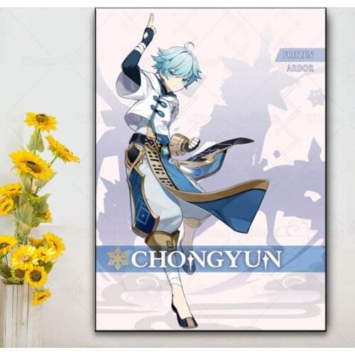 Boy Art Decor Poster Hd Anime Genshin Impact Chongyun Poster HD Game Painting Anime canvas painting for living