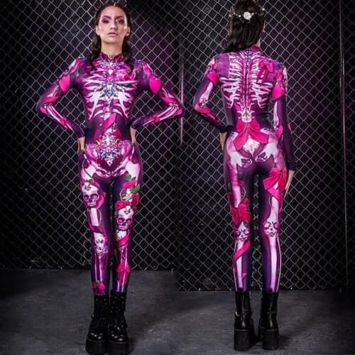 Carnival Party Cosplay Vampire Zombie Devil Horror Zentai Halloween Skeleton 3D Print Ghost Bloody Jumpsuit Romper Scary Costume
