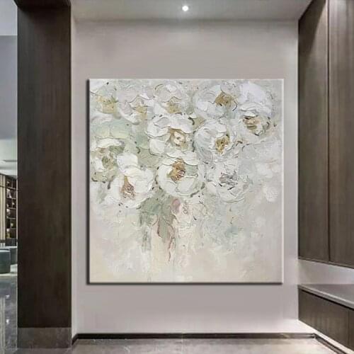 100% Hand Painted Oil Painting Hand made Flower Canvas Art Abstract Decoration For Living Room Nordic Home Decor Wall Frameless