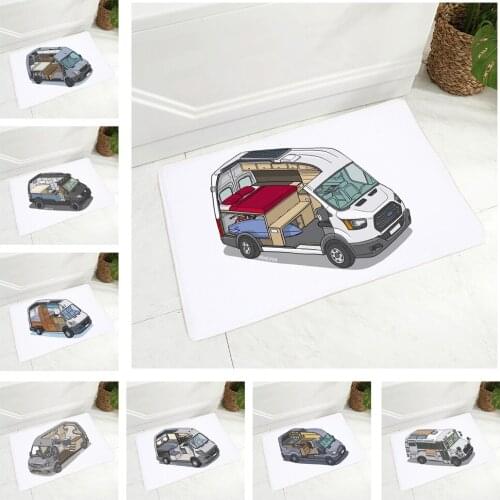Van Life Carpet Decor Cartoon House Travel Car Floor Door Mat for Children Room Bedroom Kitchen Non-Slip Doormat 40x60cm