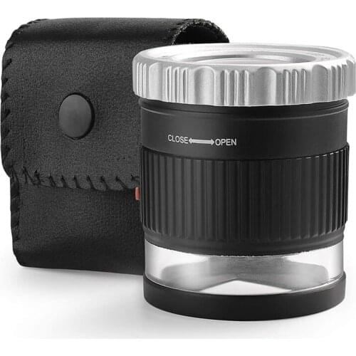 Loupe Magnifier 30X Magnifier Illuminated Adjustable Focal Length Desktop Magnifier with 6 Lights for Jewelry Textile Promotion