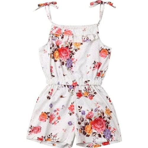 Cute Baby Kids Girls Overalls Sleeveless Floral Jumpsuit Clothes Outfits Toddler Romper Cotton Costume For Baby Girl Clothing