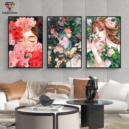 XUEQIXIAOZU Full Round Diamond drawing Flower Fairy Mosaic painting 5D DIY Diamond embroidery Home decoration gifts 2020 New