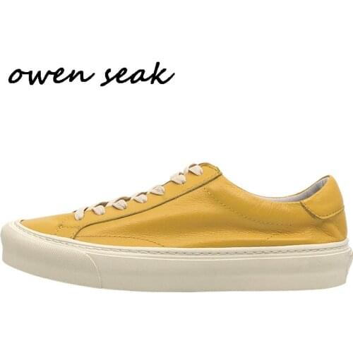 Owen Seak Men Casual Shoes Luxury Trainers Genuine Leather Lace Up Sneakers Spring Boots Brand Flat White Shoes