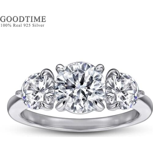 Noble Pure 100% 925 Sterling Silver Ring Set Zircon Wedding Rhinestone Engagement Ring Jewelry Accessories For Women Girl Party