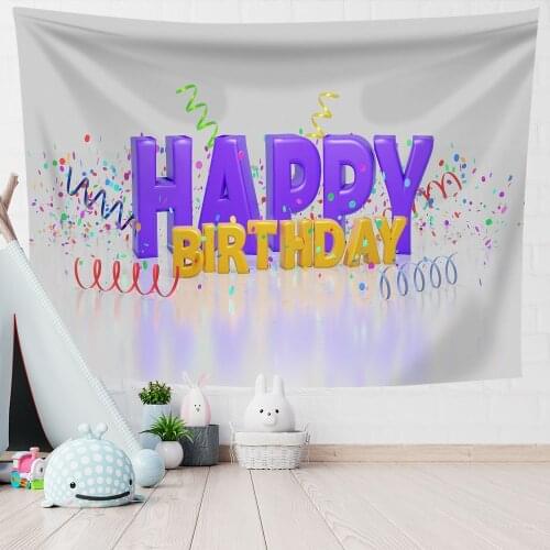 Aesthetic Tapestry Wall Hanging Happy Brithday Theme Tapestry Home Bedroom Decor Witchcraft Supplies 0.75*1/1.3*1.5/1.5*2m 1pc