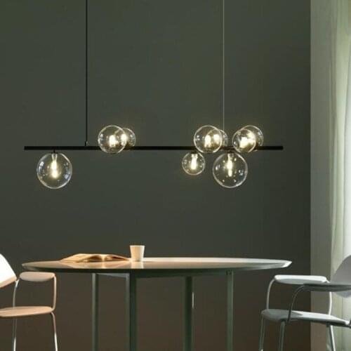 Nordic Magic Beans Glass Ball Dining Room LED Chandeliers Minimalist Coffee Shop Bar Hanglamp Bedroom Decor Hanging Lighting