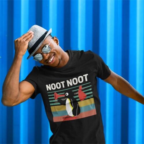 Novelty Noot Noot T-Shirts Men T Shirts Pingu Penguin Meme Funny Cartoon Tee Shirt Birthday Present Clothes
