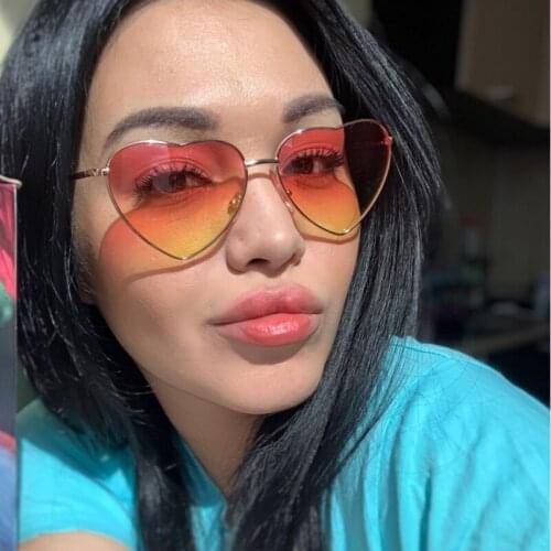 2021 Ladies Heart Shaped Candy Sunglasses Metal Women Brand Designer Fashion Rimless LOVE Glasses Ray Men sun glasses