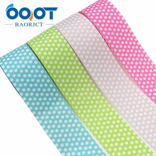 OOOT BAORJCT I-191211-2693,10yards 38mm,Colored dots Thermal transfer Printed grosgrain Ribbons,Clothing DIY handmade materials
