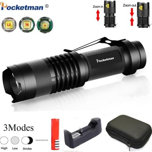 Protable Led flashlight Fishing Bicycle Light Zoom Torch Q5/T6/L2 linterna LED Lanterna Waterproof use 14500/18650 battery
