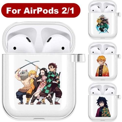 Anime Demon Slayer Clear Cover for Apple Airpods 2/1 Earphone Coque Soft Protector Fundas Kimetsu No Yaiba Airpods Covers Case