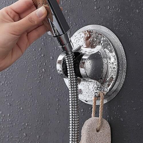 Adjustable Shower Head Holder Self-adhesive Drill-free Showerhead Rack Punch-free Chrome Bathroom Wall Mount Bracket 2021 New