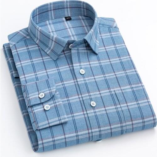 100% Pure Cotton High Quality Plaid Shirt Mens Fashion Clothing Trends Leisure Cotton Sanded Longsleeve Shirt for Men Camisas