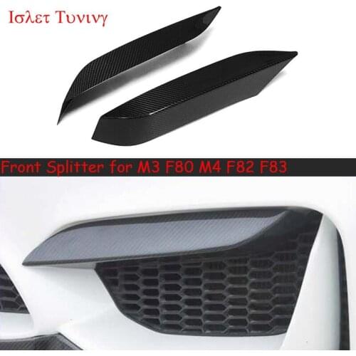 Dry Carbon Front Bumper Splitter for BMW M3 F80 M4 F82 F83 Upper Fog Lights Corner Trims Cover 2014 2015 2016