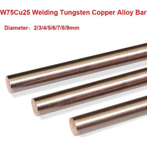 W75Cu25 Welding Tungsten Copper Alloy Bar Round Rod Spot Welding Electrode Rod DIY Material Length 200mm Diameter 2 to 9mm