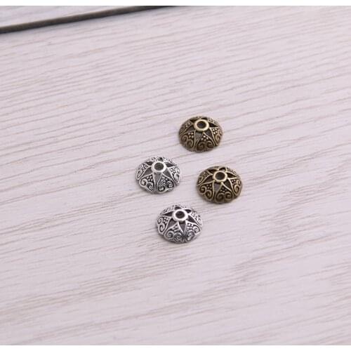 SWEET BELL 300pcs 3*8*8mm Two Color Receptacle Hollow MINI Flower DIY Spaced Jewelry Accessories Charms For Jewelry Making