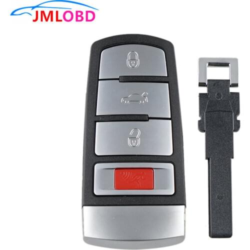 Replacement Car Key Shell Remote Smart Prox Key Keyless Case Housing Shell 4 Buttons Fob Case ForVolkswagen 2006-2010 Passat