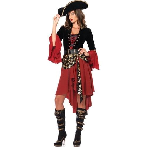 Lady Carnival Halloween Pirates Of The Caribbean Costume Jack Pirates Elizabeth Outfit Cosplay Fancy Party Dress