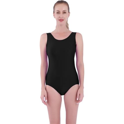 AOYLISEY Black Tank Ballet Dance Leotards for Women Scoop neck Gymnastics Leotard Bodysuits Romper Skinny Workout Stage Costumes