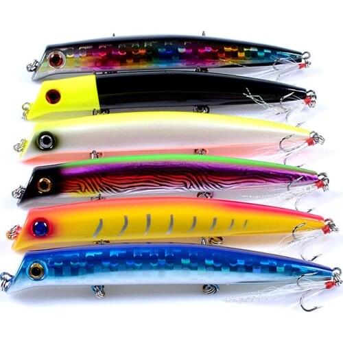 1pcs popper Fishing Lure floating wobblers Minnow baits 12.8cm/15.4g isca artificial hard bait 3D Eyes Treble Hook Crankbait