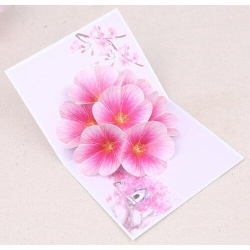 10pcs 3D stereo greeting card peach flower handmade DIY card color printing thank you blessing card