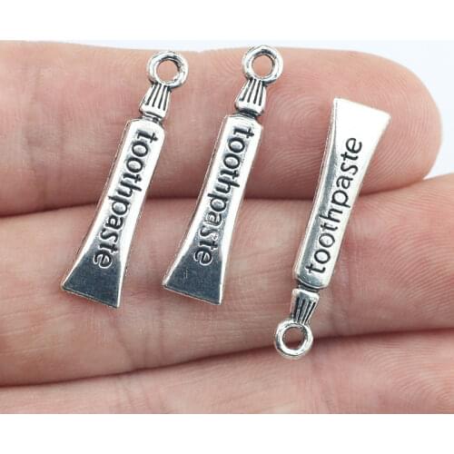 High Quality 10 Pieces/Lot 6.5mm*28mm Tibetan Silver Alloy Metal Diy Charms 3D Toothpaste Charm