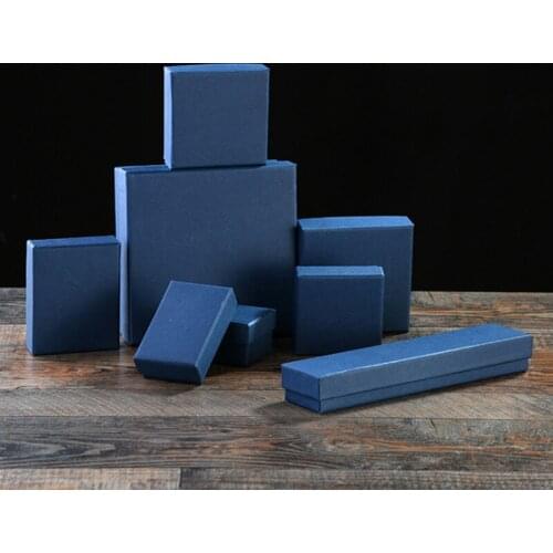 12pcs Square Paper Jewelry Packaging Box High Quality 7x9x3cm Blue Necklace Ring Earrings Bracelet Gift Box for Valentines Day