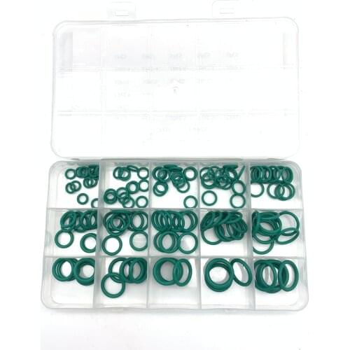 150PCS Fluororubber FKM Green O-Ring Gasket Acid-Base High Temperature Oil Resistance Ring Multi-Size Maintenance Box Set