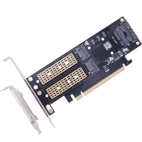 3 in 1 M.2 and mSATA SSD Adapter Card for M.2 NVME SSD to PCIE Adapter, mSATA to SATA Adapter with Aluminum Heat Sink A10 21