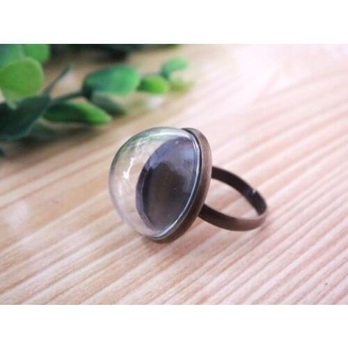 5sets 20mm Half round ball Glass Bubble glass globe rings 20mm transparent Ring tray set DIY glass dome glass cover vials