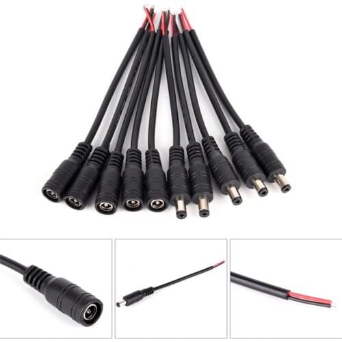 5pair Security 5.5x2.1mm Male+Female DC Power Socket Plug Connector Cable Wire Practical