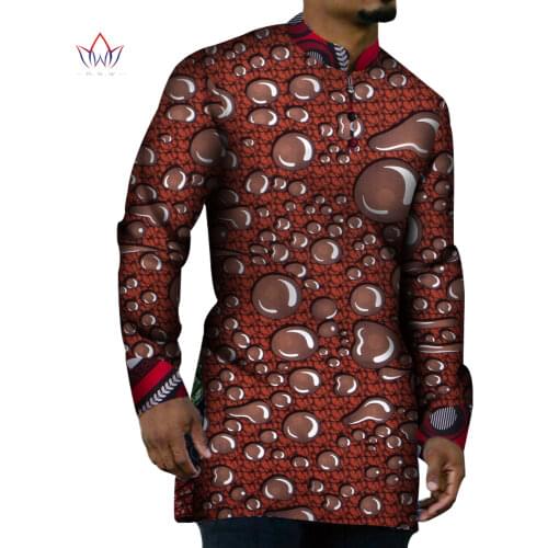 African Clothes Men Long Sleeve Patchwork Shirts Bazin Riche African Design Clothing Casual 100% Cotton Mens Top Shirts WYN672