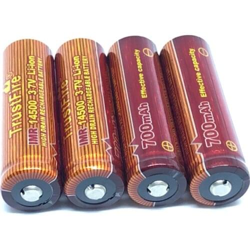 10PCS/LOT TrustFire IMR 14500 3.7V 700mAh Rechargeable Battery Lithium-ion High Drain Batteries For Led Flashlights Torches
