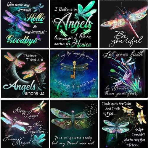 DIY 5D Diamond Painting Full Square Dragonfly Diamond Art Cartoon round Embroidery Mosaic Kits Hobby Gift Home Decoration TD2020