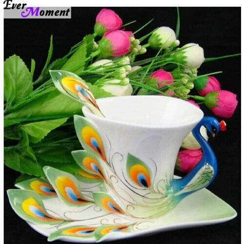 Full diamond embroidery Peacock flower Mug diamond Painting 5d Diy cross stitch Kits diamond mosaic gift Home Decoration ASF434