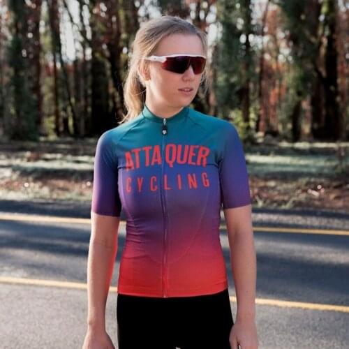 Attaquer 2021 Women Pro Team Summer Outdoor Road Bike Mountain Bike Fast Wicking Sports Cycling Wear MTB Jersey Breathable Shirt